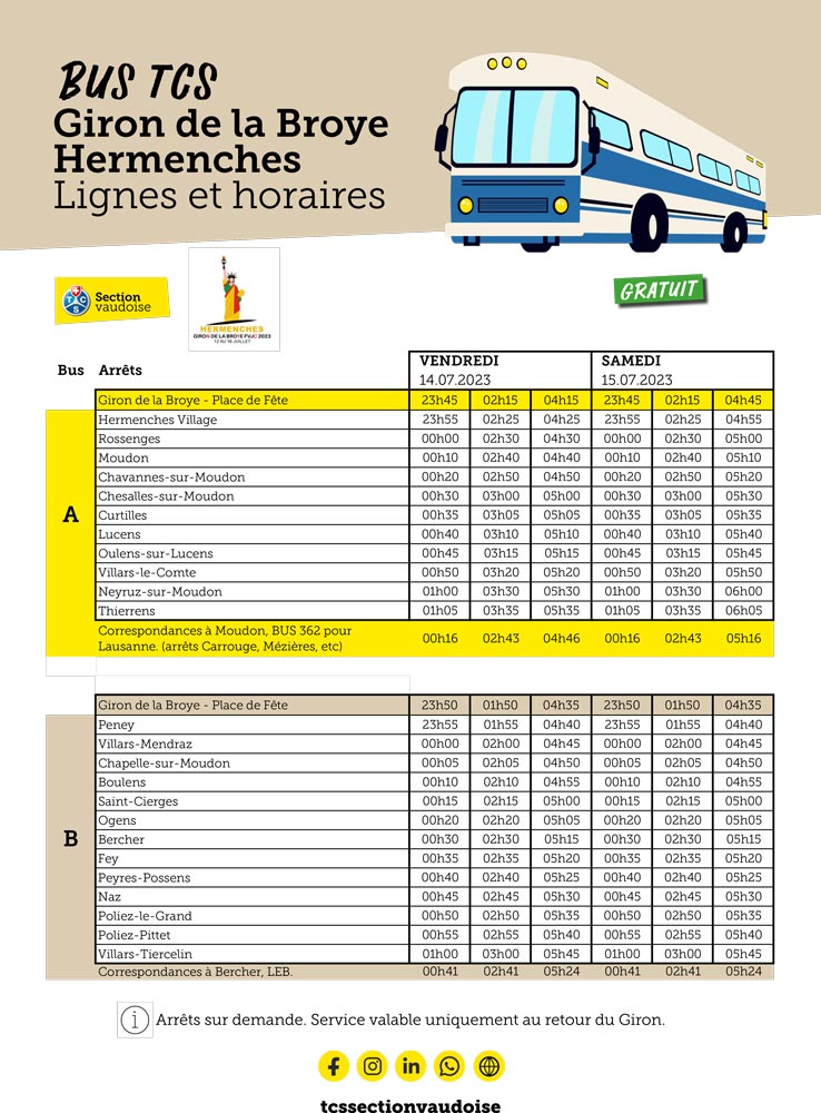Horaires bus TCS pour le Giron de la Broye à Hermenches